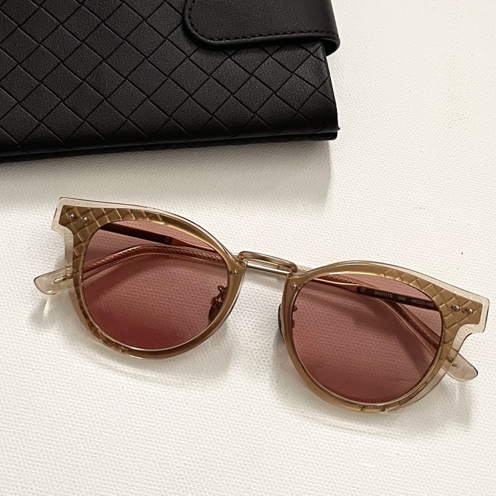 Bottega Veneta BV0117S 006 Gold orange Metal Frame 48-21-145 sunglasses cat eye